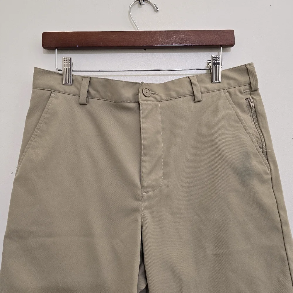 LANDS'‎ END men's size 31 Flat Front 11 Inch Uniform Shorts Zip Pocket  Khaki